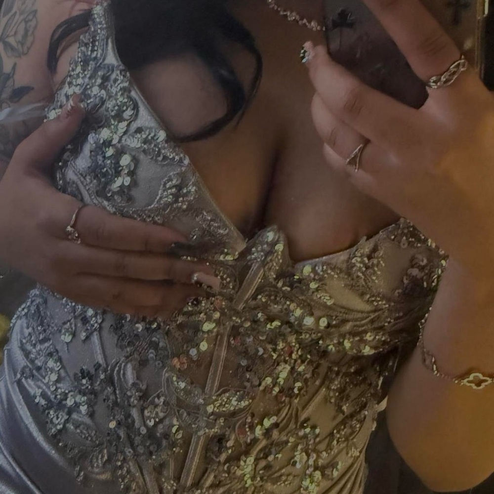 Elegant Silver Embellished Dress